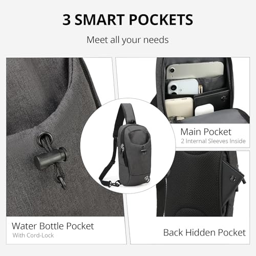 Swissdigital Design Crossbody Bag for Men, RFID Blocking Sling Bag with Adjustable Strap Use - color: Dark Grey-1