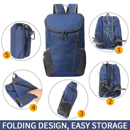 Portable Foldable Backpack Folding Mountaineering Bag, Ultralight Outdoor Cycling Rucksack, Travel Hiking Knapsack (Black) - color: Black