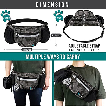 PetAmi Dog Fanny Pack, Treat Pouch for Dog Walking Training, Camo Black - color: Camo Black