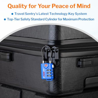 Forge TSA Approved Cable Luggage Locks, Open Alert, Blue, 4 Pack - color: Blue 4 Pack
