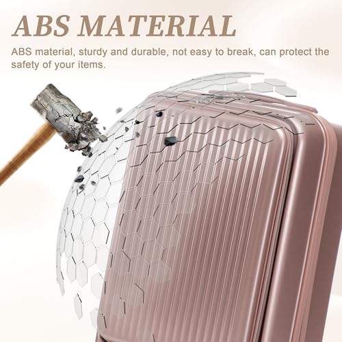 Merax 20/14 Inch Hardside Luggage, Lightweight Suitcases with Spinner Wheels - color: Champagne ABS, size: 14/20 Inch