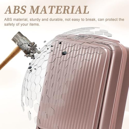 Merax 20/14 Inch Hardside Luggage, Lightweight Suitcases with Spinner Wheels - color: Champagne ABS, size: 14/20 Inch