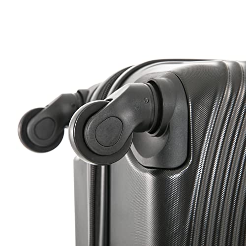 DUKAP INCEPTION Lightweight Hardside Spinner Luggage with Ergonomic Handles, Travel Suitcase with Four Spinner Wheels and Studs, 28-Inch Large Checked Luggage | Black - color: Black, size: 28 Inch