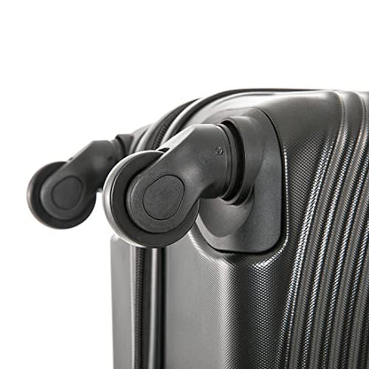 DUKAP INCEPTION Lightweight Hardside Spinner Luggage with Ergonomic Handles, Travel Suitcase with Four Spinner Wheels and Studs, 28-Inch Large Checked Luggage | Black - color: Black, size: 28 Inch