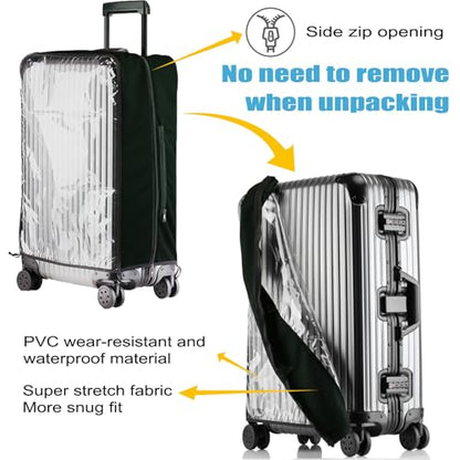 Clear Luggage Covers For Suitcase TSA Approved,No‑Disassembly (Black, 22) - color: Black, size: 22