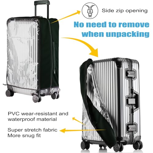 Clear Luggage Covers For Suitcase TSA Approved,No‑Disassembly (Black, 26) - color: Black, size: 26