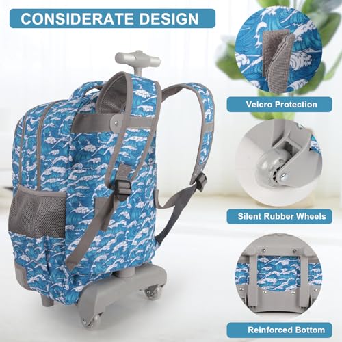 Tilami Rolling Backpack for Boys and Girls,Wave - color: Wave