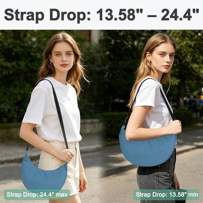 U+U Crescent Crossbody Bag for Women, Sling Bag with Adjustable Strap - color: Blue