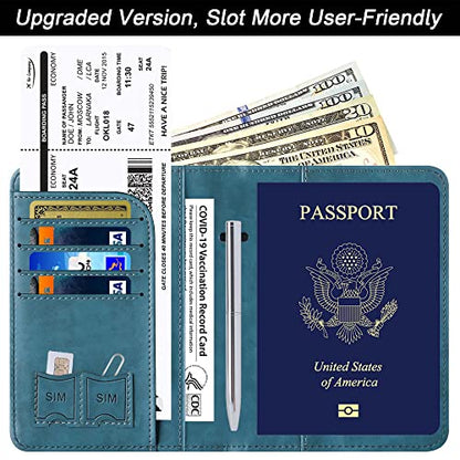 LOHASLIFE Passport Holder for Travel, Rfid Blocking Passport Cover Wallet - color: 116#Blue