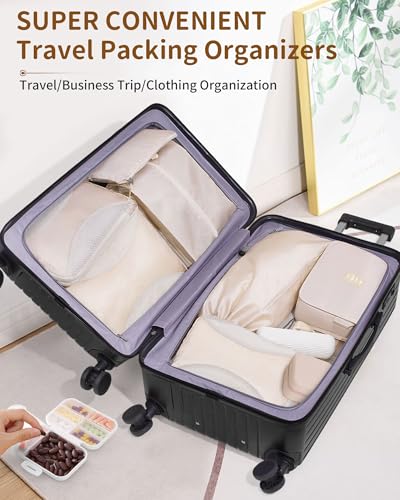 12pc Compression Packing Cubes for Suitcases, Expandable Travel Organizer Bags Set for Luggage, Lightweight Carry On Essentials, Beige - color: Cream