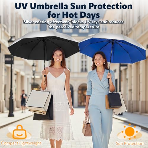 ZOMAKE UV Umbrella for Sun Protection, Travel Compact Sun Umbrellas 46Inch - color: A:Silver,Black