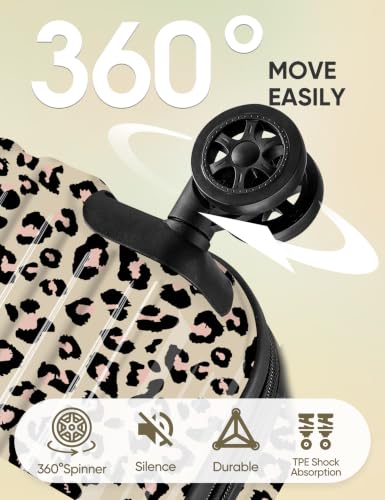Expandable Carry on Luggage Suitcase with Wheels - color: Cheese Cheetah, size: S(20In Carry-on)