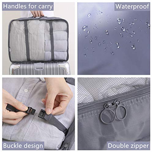 Luggage Packing Organizers Packing Cubes Set for Travel (grey 6pc) - color: grey 6pc