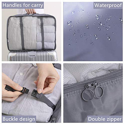 Luggage Packing Organizers Packing Cubes Set for Travel (grey 6pc) - color: grey 6pc