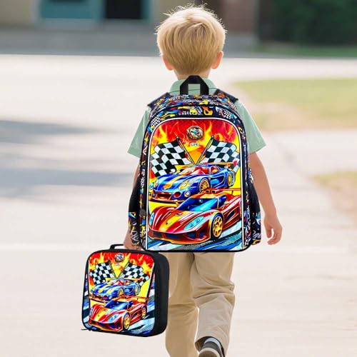 18" Kids Suitcase for Boys, 5Pcs Carry on Luggage With Wheels, Cars Suitcases for Kid Toddler Children(Racing) - color: Race Car Red 5Pcs