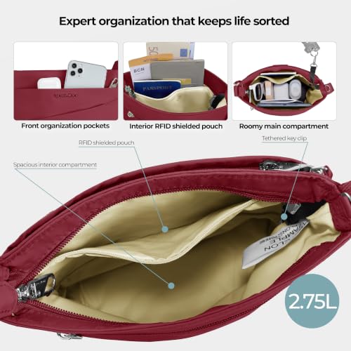 Travelon Anti-Theft Roam Small Crossbody - color: Cranberry