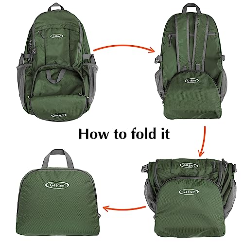 G4Free 40L Lightweight Packable Hiking Backpack, Waterproof Travel Daypack - color: Green