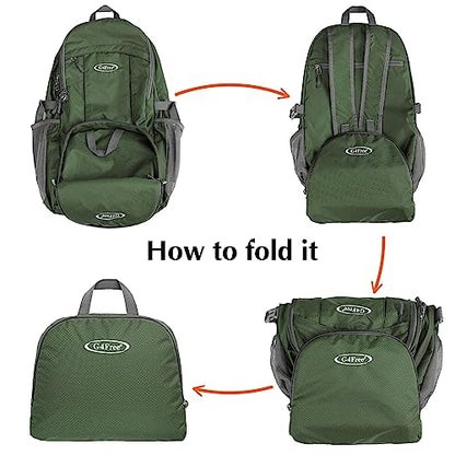 G4Free 40L Lightweight Packable Hiking Backpack, Waterproof Travel Daypack - color: Green
