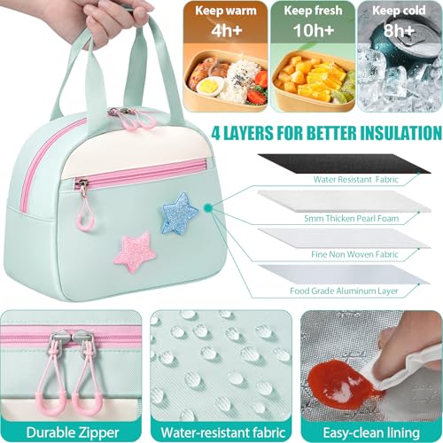Fimibuke Kids Backpacks for Girls, 4 PCS Cute Bookbag Set for School Beige - color: Beige