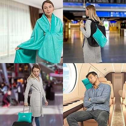 BlueHills Premium Soft Travel Blanket Pillow Warm Comfort Throw, Teal Green - color: Teal-1pk-t006