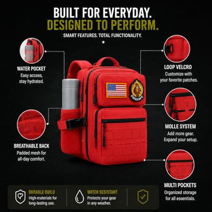 9L Mini Tactical Backpack, Small Hiking Travel Pack for Men,Red - color: Red