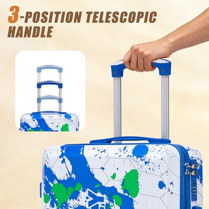 Hardshell Luggage Sets, Lightweight Stripes Suitcases with Spinner Wheels, Blue-PC - color: Blue-PC, size: 20/24/28 Inch