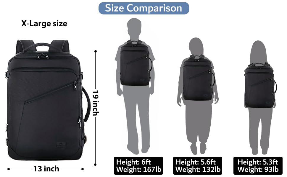MATEIN Carry on Backpack, Extra Large Expandable Travel Backpack for Men - color: Black, size: X-Large