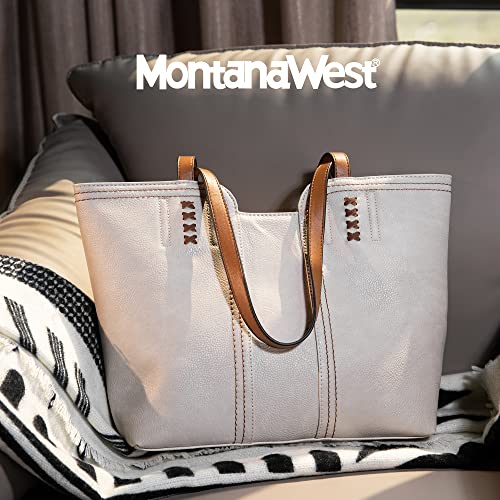 Montana West Tote Bag for Women Top Handle Satchel Purse - color: Ivory Beige