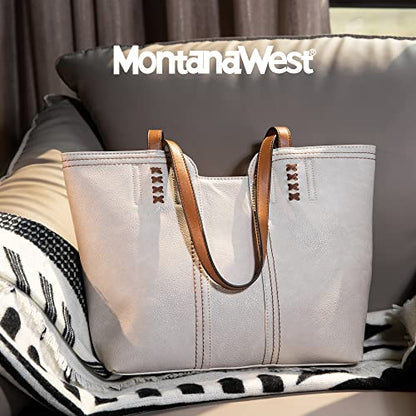 Montana West Tote Bag for Women Top Handle Satchel Purse - color: Ivory Beige