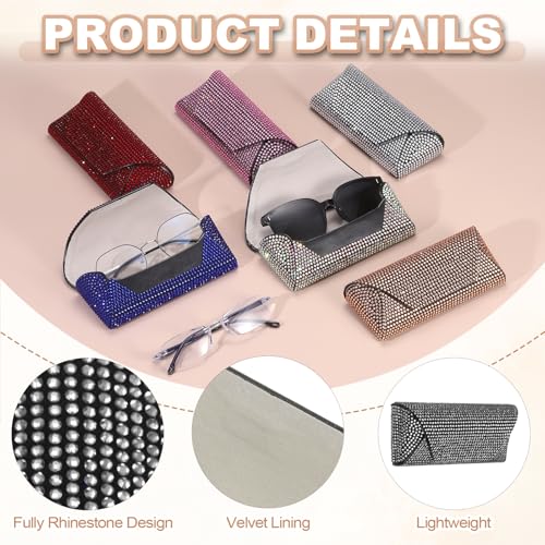 PATIKIL Bling Sunglass Case Eyeglasses Hard Shell w/Rhinestones - color: White