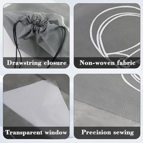 2 Pack Shoe Storage Bags Breathable Drawstring Shoe Bags Organizers Essentials For Travel Home Closet Gym - color: Grey