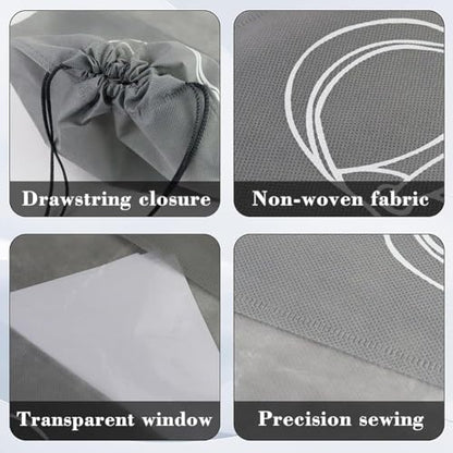 2 Pack Shoe Storage Bags Breathable Drawstring Shoe Bags Organizers Essentials For Travel Home Closet Gym - color: Grey