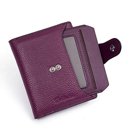 BOSTANTEN Leather Womens Wallet Small RFID Blocking Credit Card Holder - color: 2-purple pebble