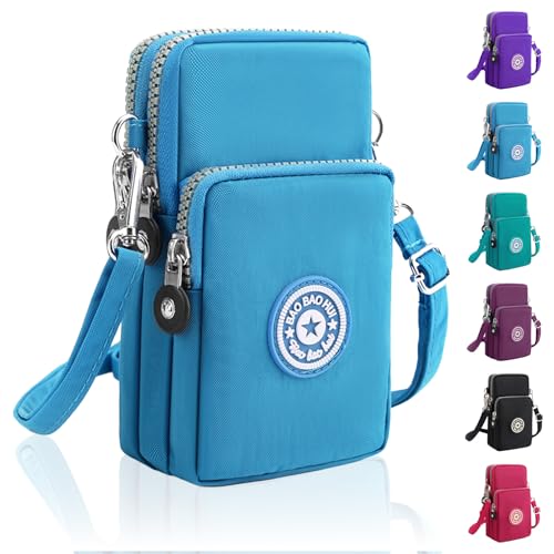 Mini Crossbody Sling Bag, Cell Phone Purse, Travel Pouch Shoulder Bag with Adjustable Strap, Lightweight Organizer Pouch - color: Light Blue