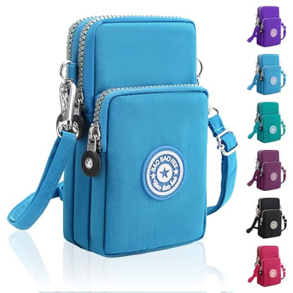 Mini Crossbody Sling Bag, Cell Phone Purse, Travel Pouch Shoulder Bag with Adjustable Strap, Lightweight Organizer Pouch - color: Light Blue