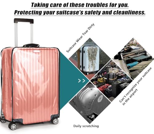 24 Inch PVC Clear Suitcase Cover (Black Trim) - size: 24"