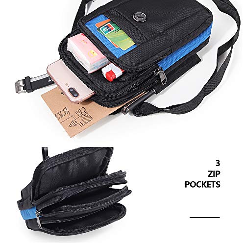 Senient Wolf Waterproof Nylon Multifunctional Phone Crossbody Bag - Small One Shoulder Waist Bag Wallet Travel Passport Holder - color: Red-Black