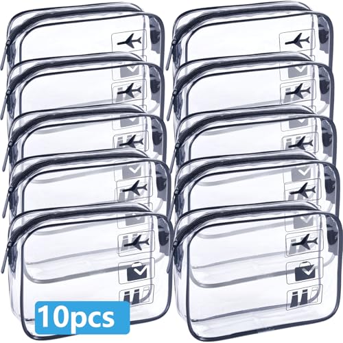 Clear Travel Bags for Toiletry,Makeup Bag-10Pcs, Toiletry Bag - color: 10pcs-Black