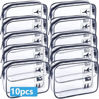 Clear Travel Bags for Toiletry,Makeup Bag-10Pcs, Toiletry Bag - color: 10pcs-Black