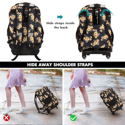 Tilami Rolling Backpack for Boys and Girls,Flowers - color: Flowers