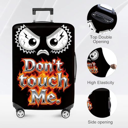 ANNA QUEEN Travel Luggage Cover Suitcase Protector Suitcase Cover Anti-Scratch,Stretchable Bag Cover Washable Durable Polyester - color: Don't touch me - Black and angry, size: M(fits 24-26Inch suitcase)