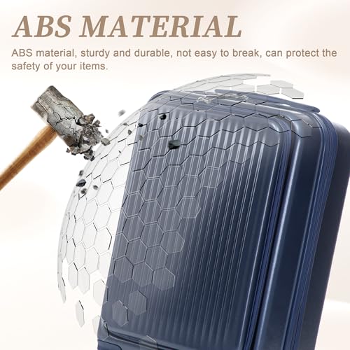 Merax 20/14 Inch Hardside Luggage, Lightweight Suitcase with Spinner Wheels - color: Navy ABS, size: 14/20 Inch