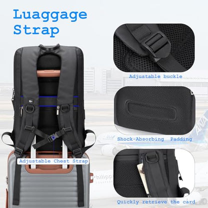 Tzowla Business Commute Laptop Backpack Fit 17.3 Inch Laptop, Waterproof Work Backpacks with USB3.0 Charging Port - color: Black