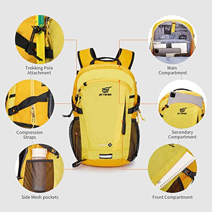 SKYSPER Small Hiking Backpack, 20L Lightweight Travel Backpacks Hiking Daypack for Women Men - color: Lantc20-yellow, size: 20 l