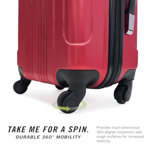 Kenneth Cole REACTION Out of Bounds Lightweight Hardshell 4-Wheel Spinner Luggage, Scarlet Red, 24-Inch Checked - color: Scarlet Red, size: 24-Inch Checked