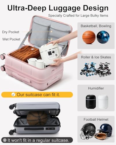 MGB Hardside Carry On Luggage, 20 Inch Front Open Expandable Suitcase - color: Peach Pink, size: 20 Inch - Carry On
