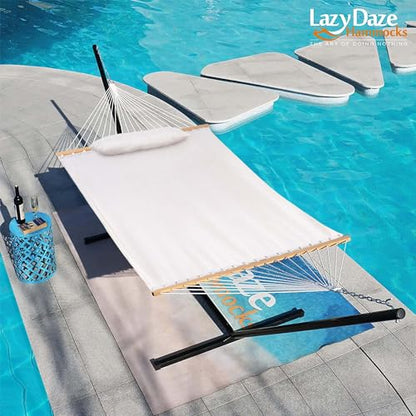 Lazy Daze 12 FT Sunbrella Fabric Hammock, Non-Fading Double Outdoor Hammock - color: Cast Pumice