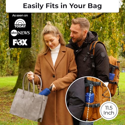 TUMELLA Strongest Windproof Travel Umbrella (Compact, 100MPH Wind-Tested), Light, Portable, One-Handed Use, Automatic Folding Rain Umbrella, Durable, Premium Grip, Fits Car & Backpack - color: 1-pack Navy Blue