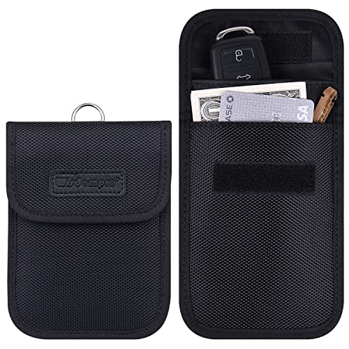 Wisdompro Faraday Bag for Key Fob, WP4694 RFID Key Fob Protector - color: Black (2 Pack)