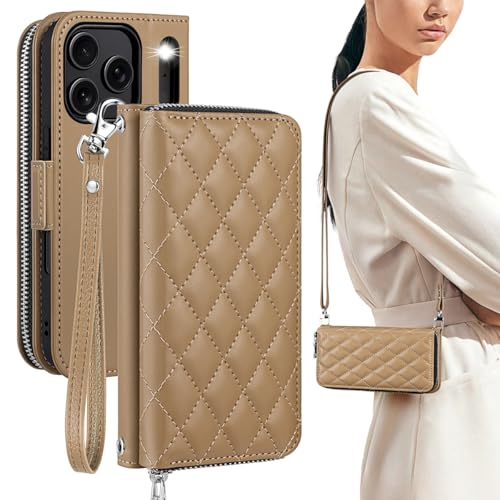 OCASE Crossbody Wallet Case for iPhone 18 Pro Max/ 17 Pro Max, Khaki Argyle - color: Khaki Argyle, size: iPhone 17 Pro Max/ iPhone 18 Pro Max
